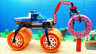 Lego Police Super Truck Steamroller Parkour Kinetic Sand Fail