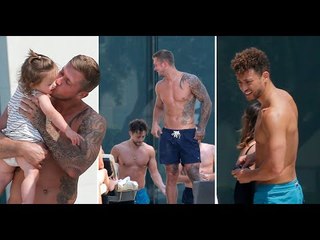 Dan Osborne and I’m A Celeb’s Myles Stephenson hang together at the pool