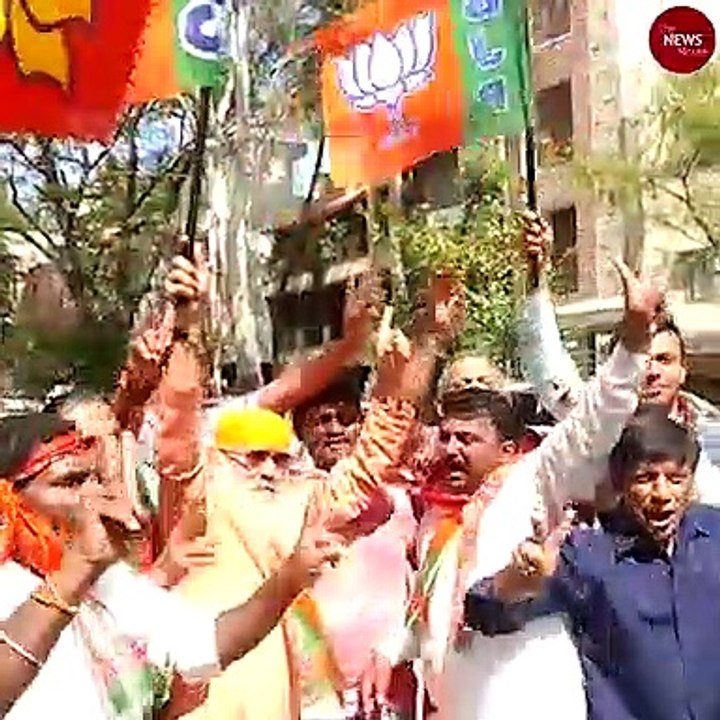 Celebrations at BJP office in Bengaluru as party sweeps Karnataka bye-polls