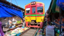 Maeklong Railway Market at Samut Songkhram  In Thailand