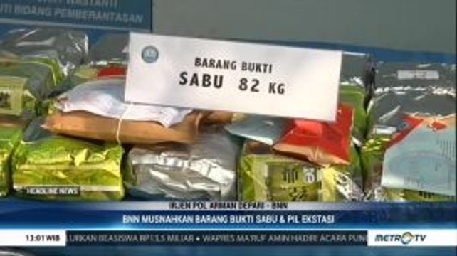 BNN Musnahkan Barang Bukti Sabu dan Pil Ekstasi dari Dua Negara