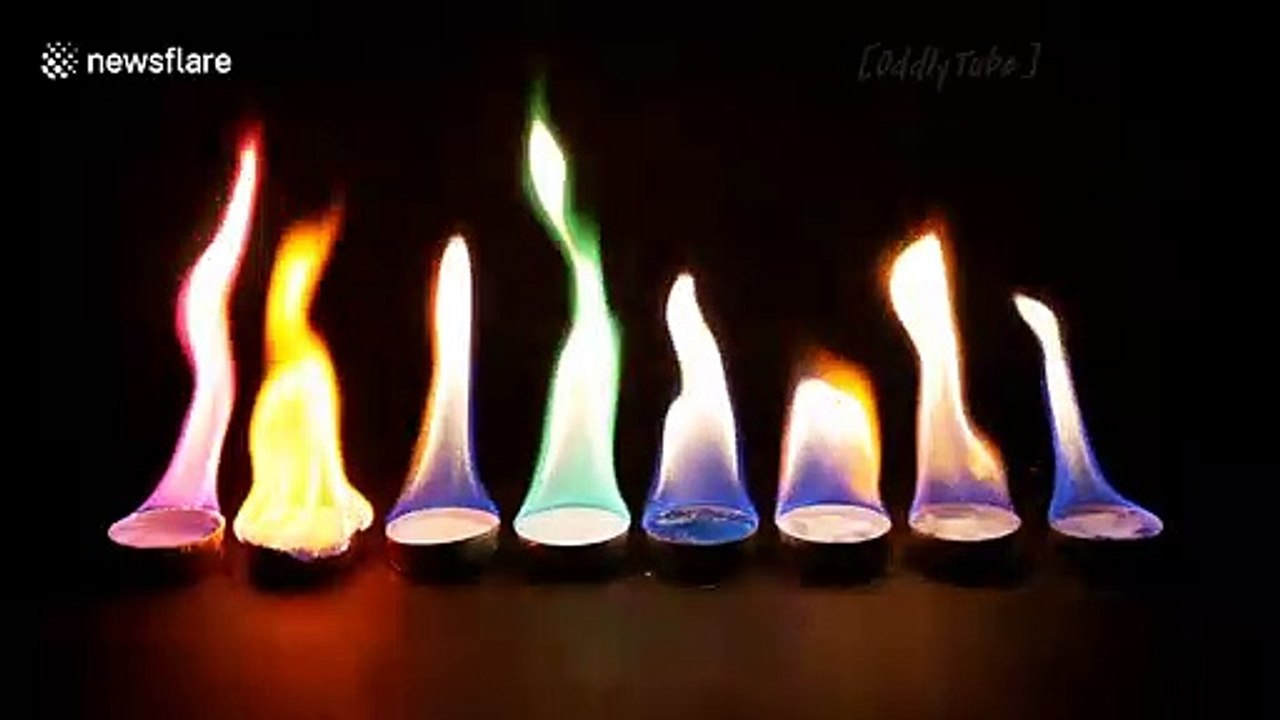 Ukrainian YouTuber creates mesmerising 'rainbow fire' experiment
