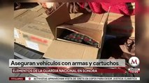 Asegura Guardia Nacional vehículos que transportaban armamento en Sonora