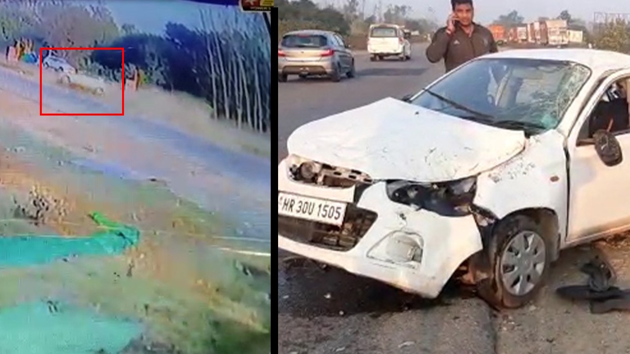 VIDEO: फिल्मी स्टाइल में बेकाबू कार हवा में उछली, कार सवार दो लोगों की हुई दर्दनाक मौत