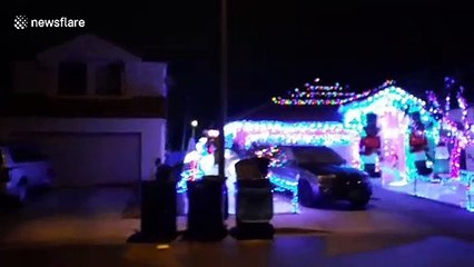 Extravagant Christmas light display on Las Vegas home