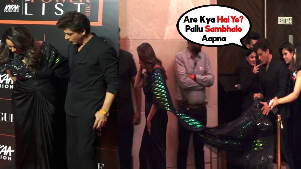 SHAHRUKH KHAN cute Gesture for wife Gauri KHAN He Holds her Saree for Her At Nykaa Fashion Awards