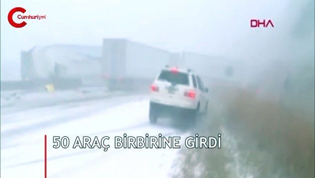 50 aracın karıştığı zincirleme kaza kamerada