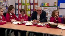 Jeremy Corbyn visits a primary school in Heysham