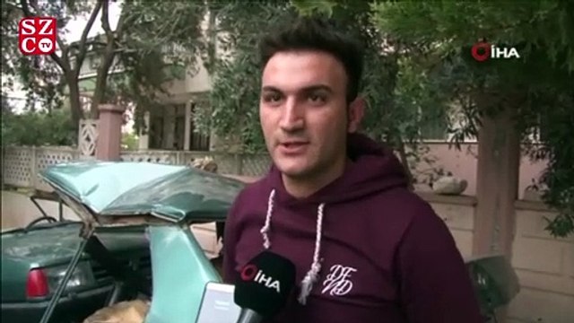 İkiye bölünen araçtan yürüyerek çıktı