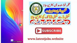 Sindh Food Authority Jobs December 2019 In Karachi, Hyderabad | Sindh Food Department Jobs