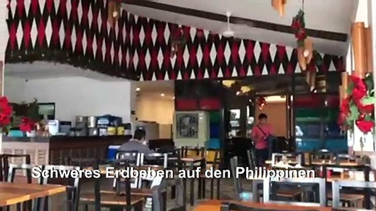 Erdbeben überrascht Restaurantbesucher auf den Philippinen