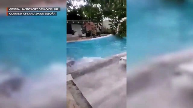 Pool in General Santos City overflows due to magnitude 6.9 earthquake in Davao del Sur