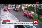 Habla chofer del bus que invadió carril contrario y se estrelló contra un auto