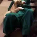 Ce gars s’est déguisé comme  Gumby le jouet préféré de son chien. La surprise a vraiment plu à ce dernier.