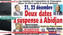 Le Titrologue du 12 décembre 2019  : 21 et 22 décembre,  deux dates à suspense à Abidjan