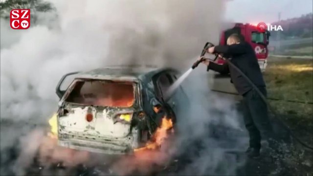 Eşinin aracını yakıp videosunu çekip ona gönderdi