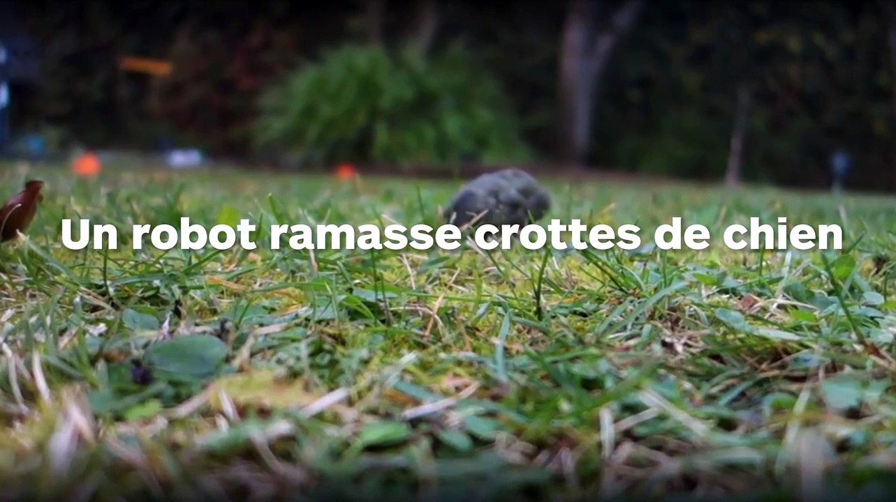 Un robot ramasse crottes qui fonctionne tout seul dans le jardin