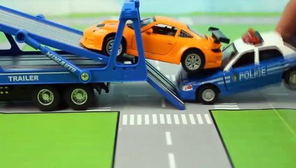 Download Video: POLICE TRAIL FOR racing cars. Police vs Racers. Cartoon for children about the police