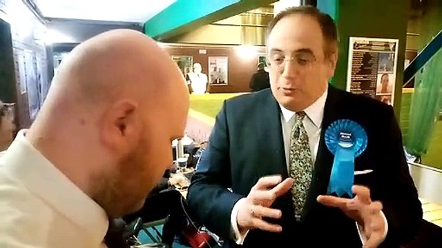 Michael Ellis MP speaks to James Averill at Northampton General Election count