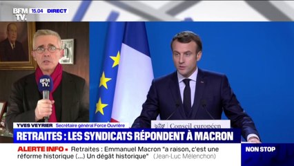 Yves Veyrier (FO) sur la réforme des retraites: "Il faut absolument que l'on évite une erreur historique"