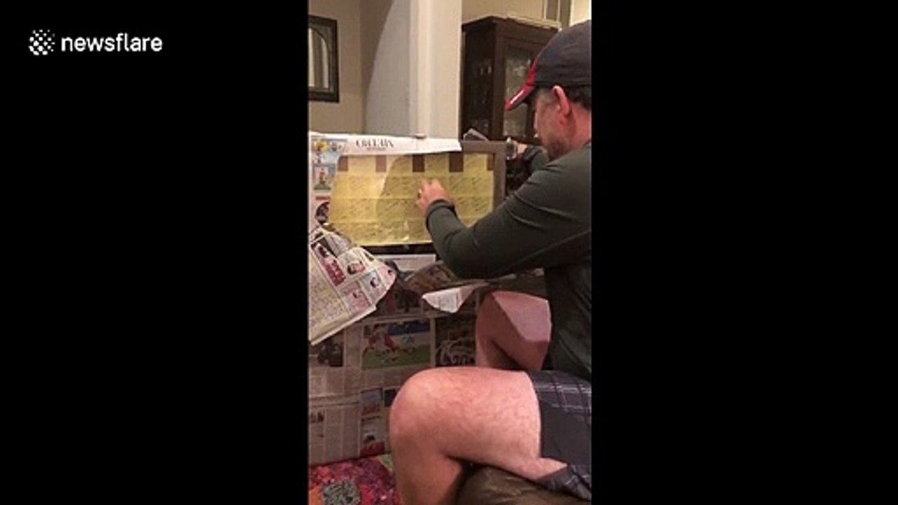 US step-dad has emotional reaction when daughter frames all the inspirational handwritten notes he gave her during middle school