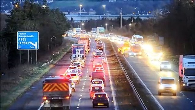 M9 near Carronshore overturned car is causing delays to traffic on the northbound westbound carriageway between Junction 6 and 7