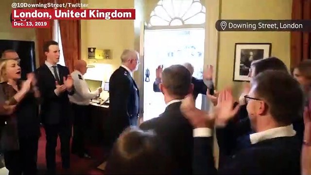 British Prime Minister Boris Johnson Receives Huge Welcome From Staff After UK Election Win