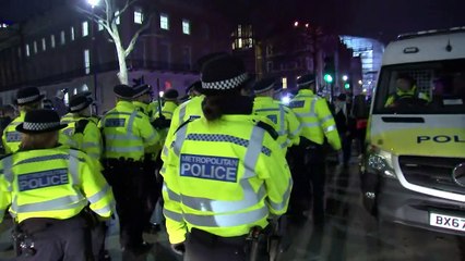 Evening protests on Whitehall after Boris Johnson wins