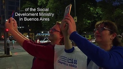 Buenos Aires lights up with the image of Argentina's Eva Peron