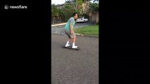 Slow-motion skateboarding fail in San Diego