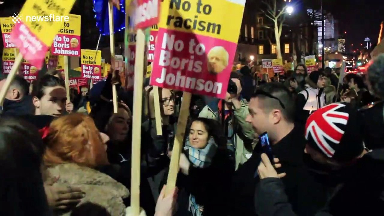 UK general election results spark angry protests outside Downing Street