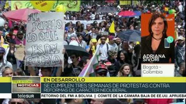 Colombia cumple 3 semanas de protestas contra políticas neoliberales