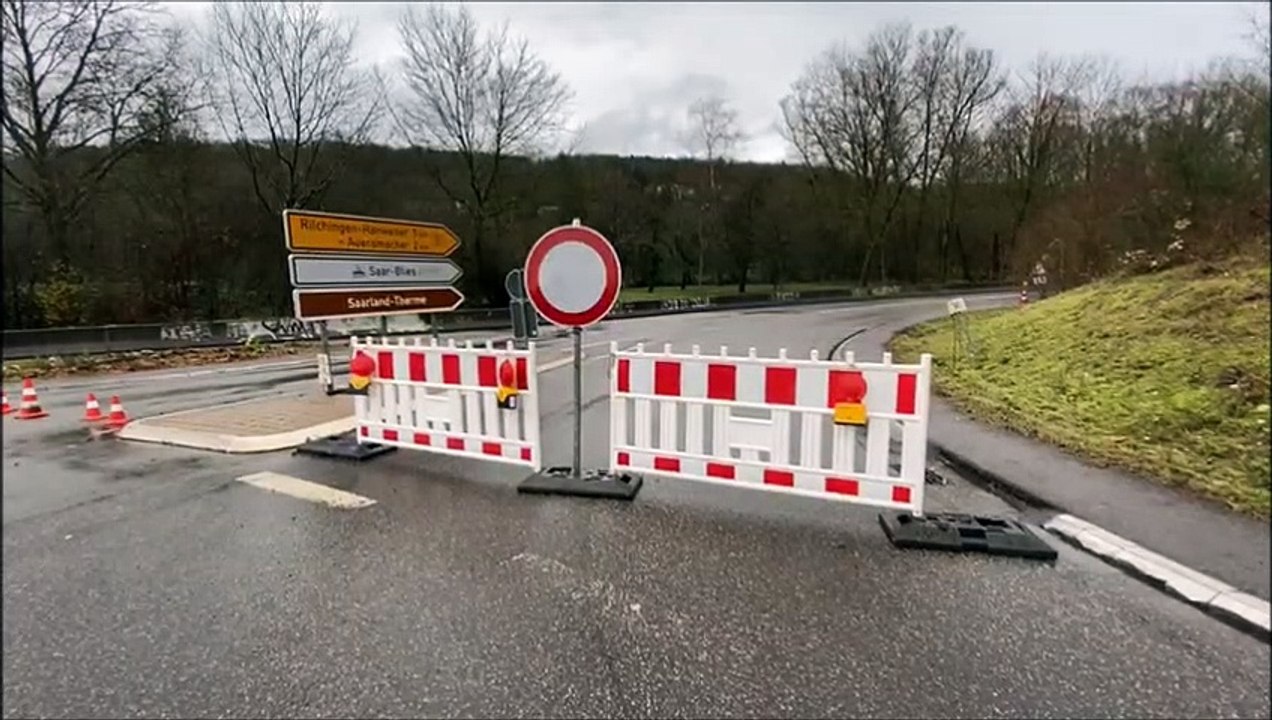 Kleinblittersdorf : route coupée en direction des thermes