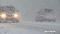 Heavy snowfall slows highway traffic