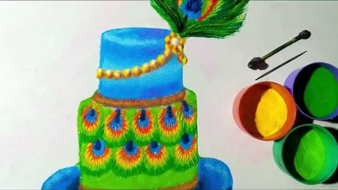 Cake rangoli Janmashtami special. Happy Janmashtami to all my dear friends.