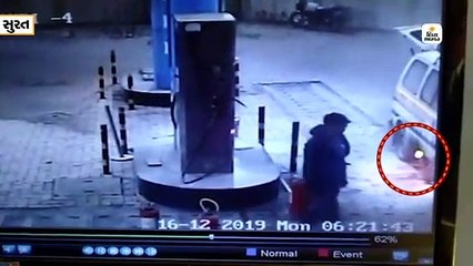 સુરતમાં  CNG પંપ પર સ્કૂલ વાનમાં અચાનક આગ લાગતા દોડધામ