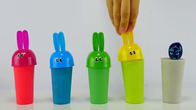 5 Colors Bunny Mold with Surprise Pj Masks Toys - Pj Masks Wrong Heads with Kinetic Sand أطفال مضحك ضد شبح - جوني جوني أغاني الحضانة قافية وتعلم الألوان للأطفال
