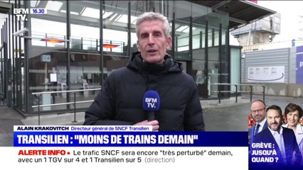 Selon le directeur général de SNCF Transilien, "80% des trains ne circuleront pas en Île-de-France" mardi