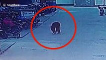Manhole explosion in China sends boy into air after he throws lit match inside