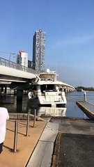 Expensive Boat Gets Stuck Under Bridge
