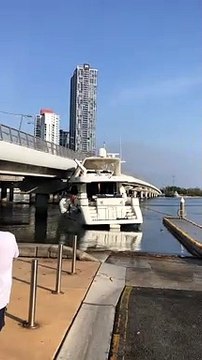 Expensive Boat Gets Stuck Under Bridge
