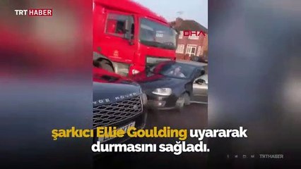 TIR önünde aracı ile sürüklenen adamı ünlü şarkıcı kurtardı