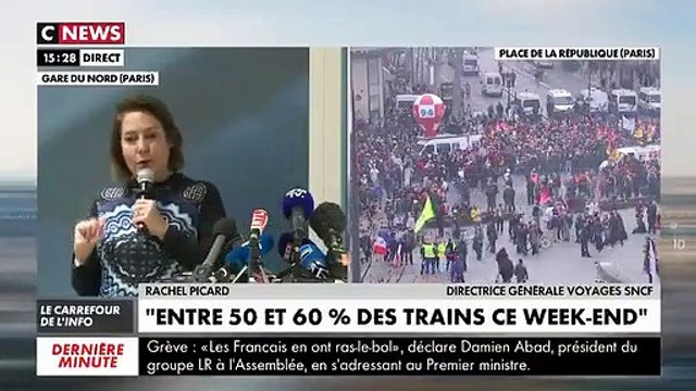 Grève - La directrice générale Voyages SNCF dévoile les mesures mises en place pour optimiser le trafic des trains ce week-end - VIDEO