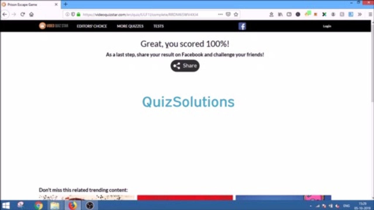 Videoquizstar Escape Prison in 5 mins! Answers 30 Questions Score 100% Video QuizSolutions