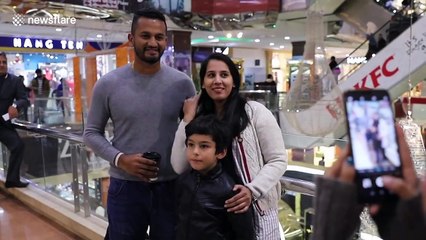 Sri Lanka's cricket team visit Islamabad mall as test match cricket returns to Pakistan