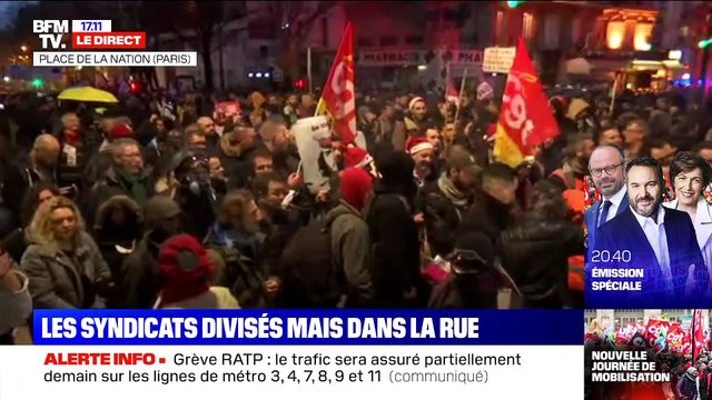 Story 1 : les syndicats divisés mais dans la rue - 17/12