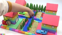Learn Colors and How To Make Four Houses  River with Kinetic Sand  Mad Mattr  Slime