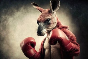 El cachondo que se juega el tipo para separar a dos canguros boxeadores