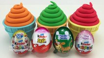 Play Doh Swirl Ice Cream Cups Surprise Toys Shopkins Kinder Surprise Eggs Fun for Kids