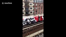 Eight train carriages completely covered in graffiti in tribute to NYC street artist